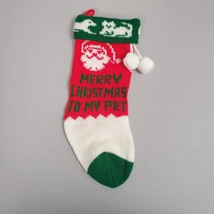 Medias de Navidad vintage para mascotas Feliz Papá Noel tejido gato perro años 90 11" - Imagen 1 de 6