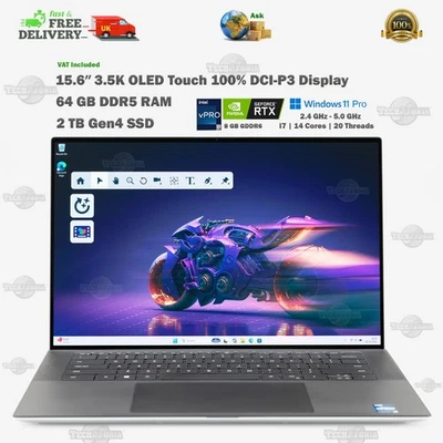 Dell XPS 9530 15.6″ 3.5K OLED Touch Laptop 64GB DDR5 RTX 4070, 2TB SSD i7-13700H - Image 1 of 4