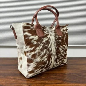 Western Cowhide Tote Bag – Tricolor Hair-On Leather Purse Large Gift for Women - Picture 1 of 7