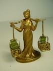 Antike Puppenstuben Jugendstil Figur Zinn Frau um 1900