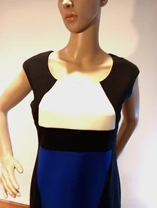 Ronni Nicole Royal Blue, Black & White Colorblock Sheath Dress sz 4P, EUC - Picture 1 of 6