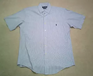 Ralph Lauren Polo Golf Button Up Shirt Mens Small Blue Striped Tilden Cotton - Picture 1 of 6