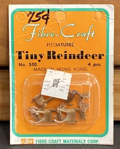 Juego de 4 miniaturas de renos pequeños vintage Fibre-Craft años 70 n.º 580 NOS - Imagen 1 de 7