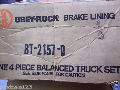 NOS Grey-Rock BT-2157-D 4 Piece Balance Truck Brake Lining Set FREE Ship!! - Imagem 1 de 2