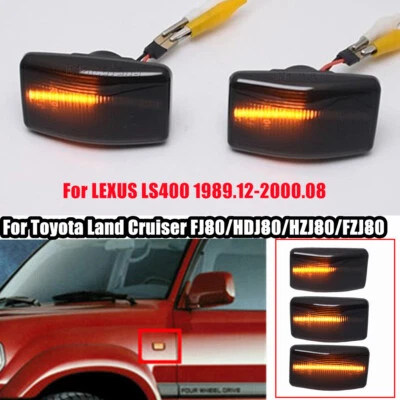 Black For Toyota Land Cruiser Prado 1993-1996 LED Dynamic Side Marker Light - Image 1 of 4