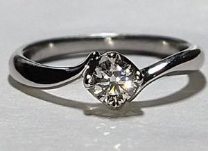 Solid platinum 0.23 carat diamond solitaire ring 3.60 grams - sz 4.5 pt950