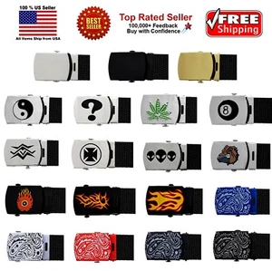 MILITARY WEB BELT METAL BUCKLE - MANY STYLES - Picture 1 of 22