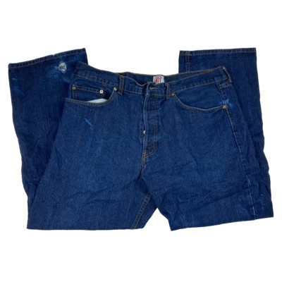 Levi's 501 Blue Jeans Straight Leg Button Fly Distressed Dark Wash High Rise - Image 1 of 4