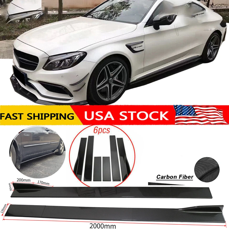 Side Skirt Extension Lip Body Kits Carbon Fiber Painted For Mercedes-Benz - Image 1 of 4