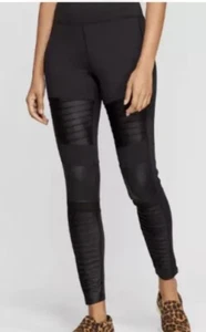Nuevo Día Grande Negro Moto Leggings Para Mujer Cintura Alta Con Insertos de Malla Talla M - Imagen 1 de 7