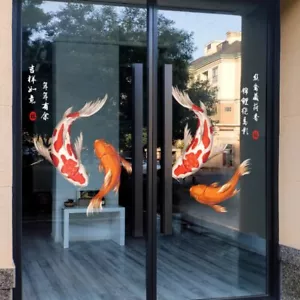 A Set Koi Carp Fish Pattern Sticker Shop Glass Door Decors Decal Window DIY New - Picture 1 of 15