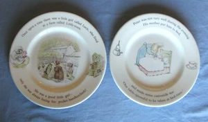 2 placas de pan angular y mantequilla Wedgwood Peter Rabbit & Mrs. Tiggy 6-7/8" Usado en excelente condición - Imagen 1 de 8