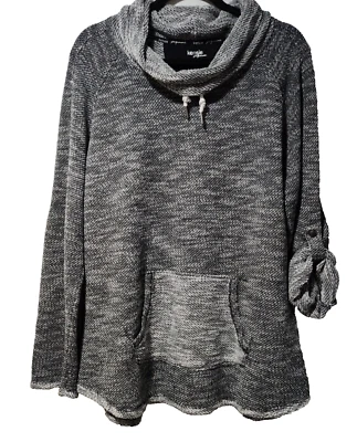 Kensie Pullover Women Large Top Performance Quick Dry Black White Cozy Pockets - Image 1 of 4