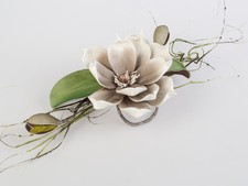 Tischdeko Artificiale Magnolie Schiuma Fiore L.38cm Salmone Grigio Braun