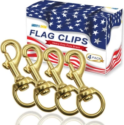 Flag Clips 4 Pack Heavy Duty Brass Swivel Snaps Hook for Rope, Pole b  - Image 1 of 4