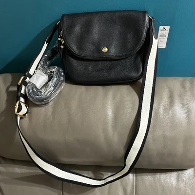 Talbots Pebbled Black Leather  Crossbody Handbag Purse NWT- 2 Straps- - Image 1 of 4