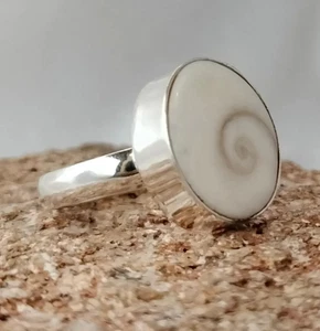 Anello in argento sterling 925, argento massiccio, unisex, occhio di Shiva, chakra Gomti - Foto 1 di 3