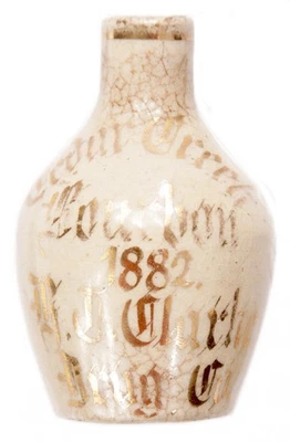 Antique 1882 Mini Whiskey Jug Miniature Jug Cedar Creek Bourbon H T Clarke Neb. - Image 1 of 4