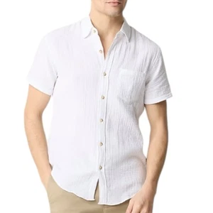 J. Crew Factory White Short Sleeve Gauze Shirt Men’s Size Small NEW Beach Casual - Picture 1 of 8