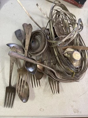 Chatarra de plata de ley .925 limpia y lote de 50 gramos cubiertos mixtos y chatarra Foto 1 de 3