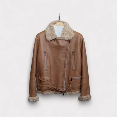 Jaqueta de couro feminina Brunello Cucinelli pele de moto reversível tamanho 38 XS - Imagem 1 de 4
