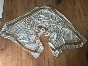 Tuch Schal Halstuch 180x90 Seidenschal Hellbraun Weiß Seidentuch Stola Sommer - Bild 1 von 3