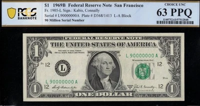 1969B $1 FRN L90000000A P.C.G.S #63PPQ - Image 1 of 3