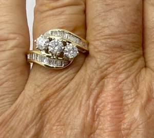 1.80 tcw Natural Diamond Cocktail Ring 12k Yellow Gold w/Card Appraisal Size 8 - Picture 1 of 10