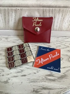 VINTAGE Fifteen Puzzle in Travel Pocket Case Metal and Enamel BINARY ARTS CORP - Picture 1 of 6