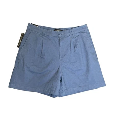 Banana Republic Women's Pleated Shorts Size 10 Blue High Rise Casual Stretch - Image 1 of 4