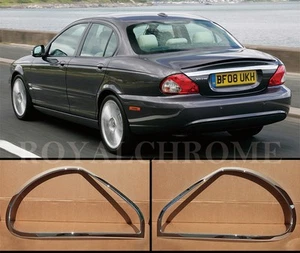 EXPRESS X2 Bright CHROME Rear Tail Light Surrounds for JAGUAR X Type Saloon - Picture 1 of 6