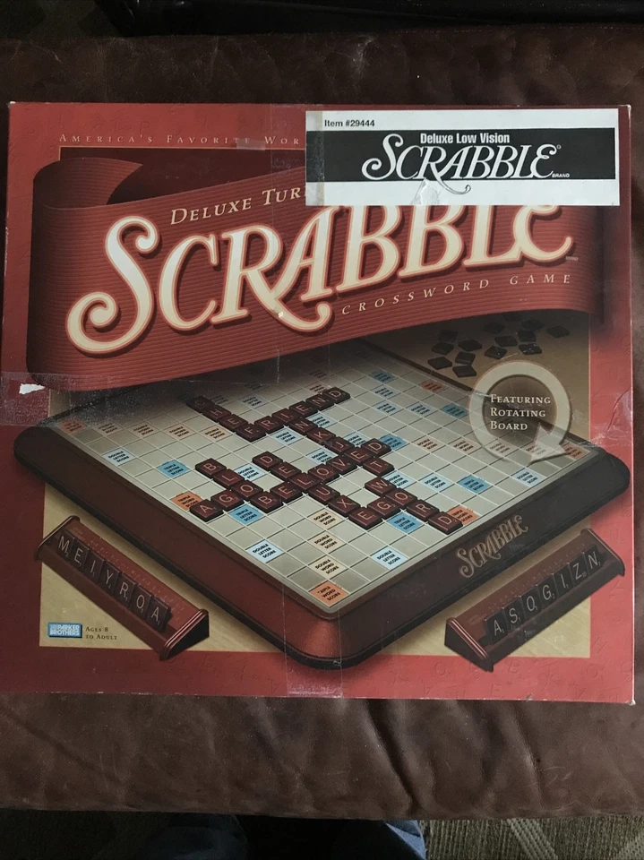 MB Deluxe Edition LOW VISION Scrabble Board Game w/ Rotating Turntable Gameboard - Image 1 of 1