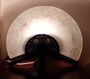 UPCYCLED ART & CRAFTS CAST IRON TABLE LAMP WITH FROSTED GLASS SCREEN - Picture 1 of 16