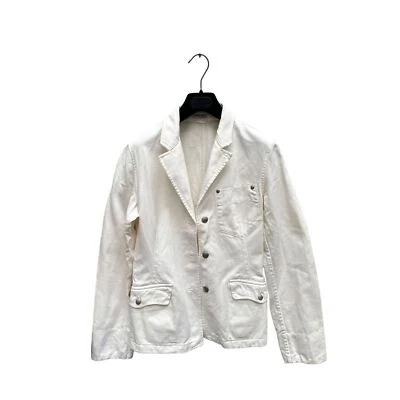 Chaqueta Blazer Miumiu Miu Miu Blanca Denim Talla IT 42 se adapta a S Foto 1 de 4