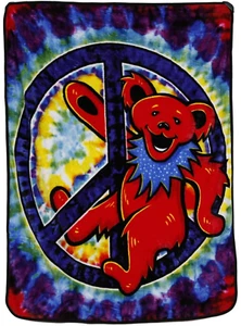 Grateful Dead Peace Bear Überwurfdecke 50""x60"" Plüschvlies - Bild 1 von 3