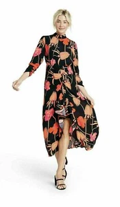 RIXO for Target Black/Pink Floral Open Back Cascade Ruffle Dress Size 0 - Picture 1 of 5