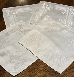 Set 4 tovaglioli vintage cotone bianco sporco 12” x 12” - Foto 1 di 9