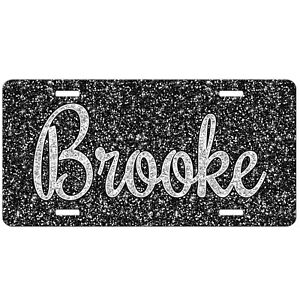 Black Glitter Like Personalized Monogrammed License Plate Car Tag Front Plate