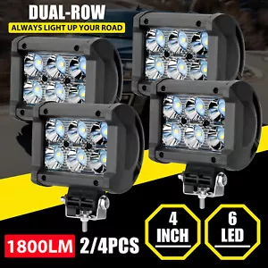 Barra de luces LED de trabajo de 4 pulgadas 2/4 piezas focos antiniebla todoterreno conducción camión SUV ATV - Imagen 1 de 10