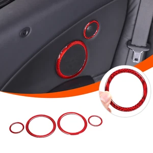 Red Carbon Car Door Speaker Ring Sticker Kit For BMW 6 Series E63 E64 2004-2009 - Picture 1 of 12