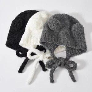 Little Bear Ears Plush Hat Female Cute Knitted Wool Hat - Picture 1 of 25