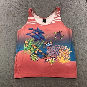 Vtg 90’s Lifestyles Resort Wear Tank Top Women’s L Pink AOP Hawaii Crazy Shirt - Picture 1 of 13