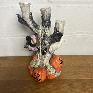 1988 Fitz & Floyd Halloween Geier Baum Kandelaber Geist Kürbis - Bild 1 von 8
