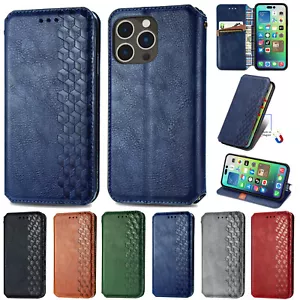 For iPhone 15 Pro Max 14 Magnetic Wallet Card Slot PU Leather Flip Stand Case - Picture 1 of 43