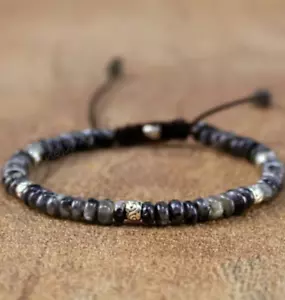 Natural Larvikite Stone Dainty Bracelet Healing Crystal Bracelet Minimalist Gift - Picture 1 of 6