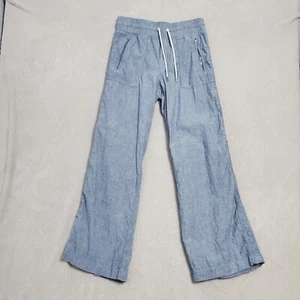 Athleta Hose Damen 4 blau Cabo Leinen weites Bein Gummibund Reißverschlusstaschen Beachy - Bild 1 von 14