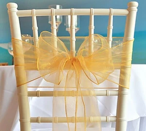 5 pcs Golden Organza Sash ribbon fabric wedding decoration size 250 * 18 cm - Picture 1 of 5
