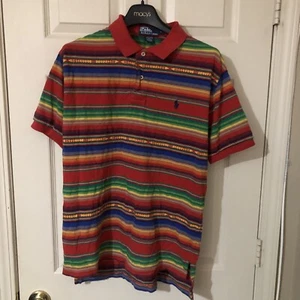 Vintage Polo Ralph Lauren Aztekenmuster Poloshirt Large rot Southwestern Navajo - Bild 1 von 9