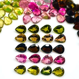 VVS 20 Pcs Natural Multi Tourmaline 5x4mm Pear Cut Loose Wholesale Gemstones Lot - Picture 1 of 10