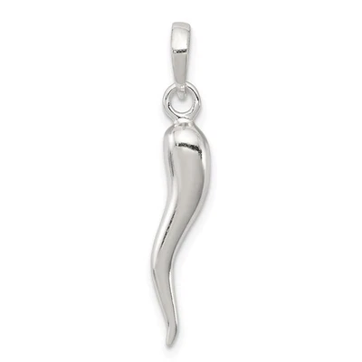 Sterling Silver 3D Polished Italian Horn Pendant, 4 x 30mm - Image 1 of 4